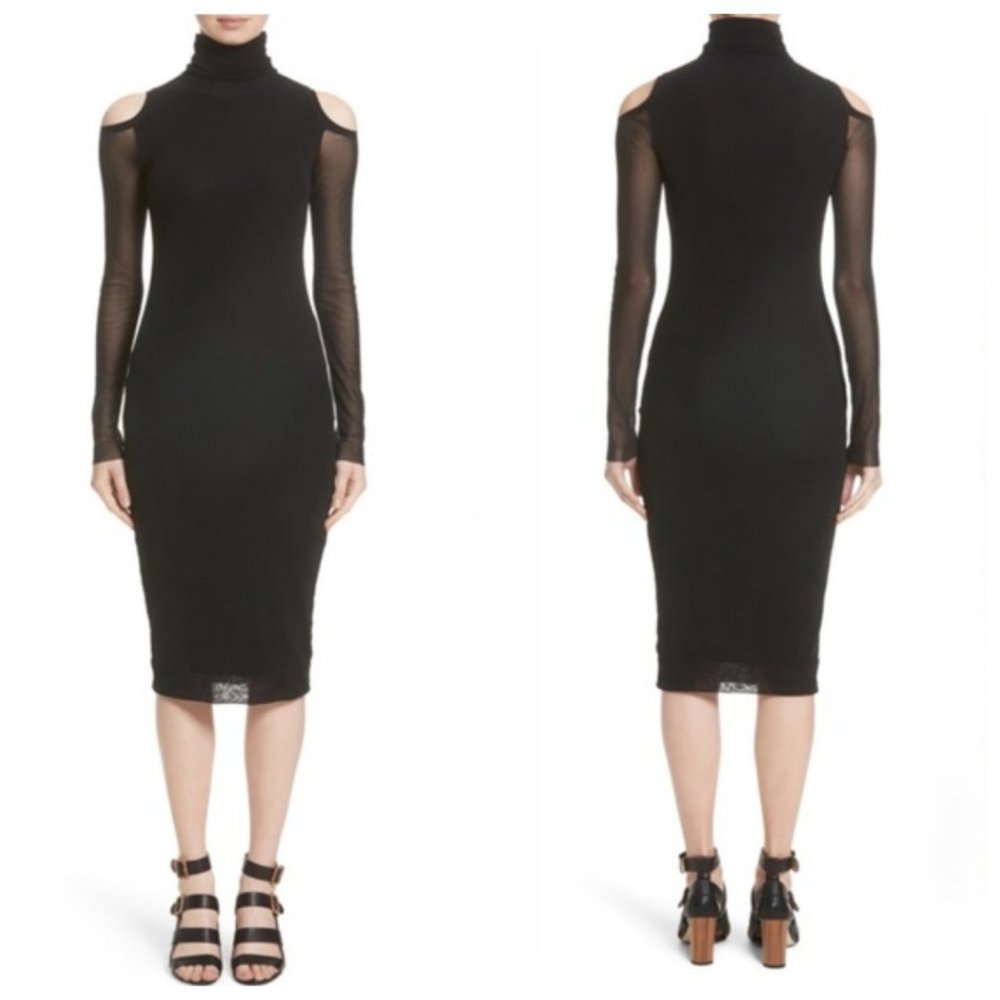 Auc JEAN PAUL GAUTIER / FUZZI Tulle Cold Shoulder Turtleneck Dress